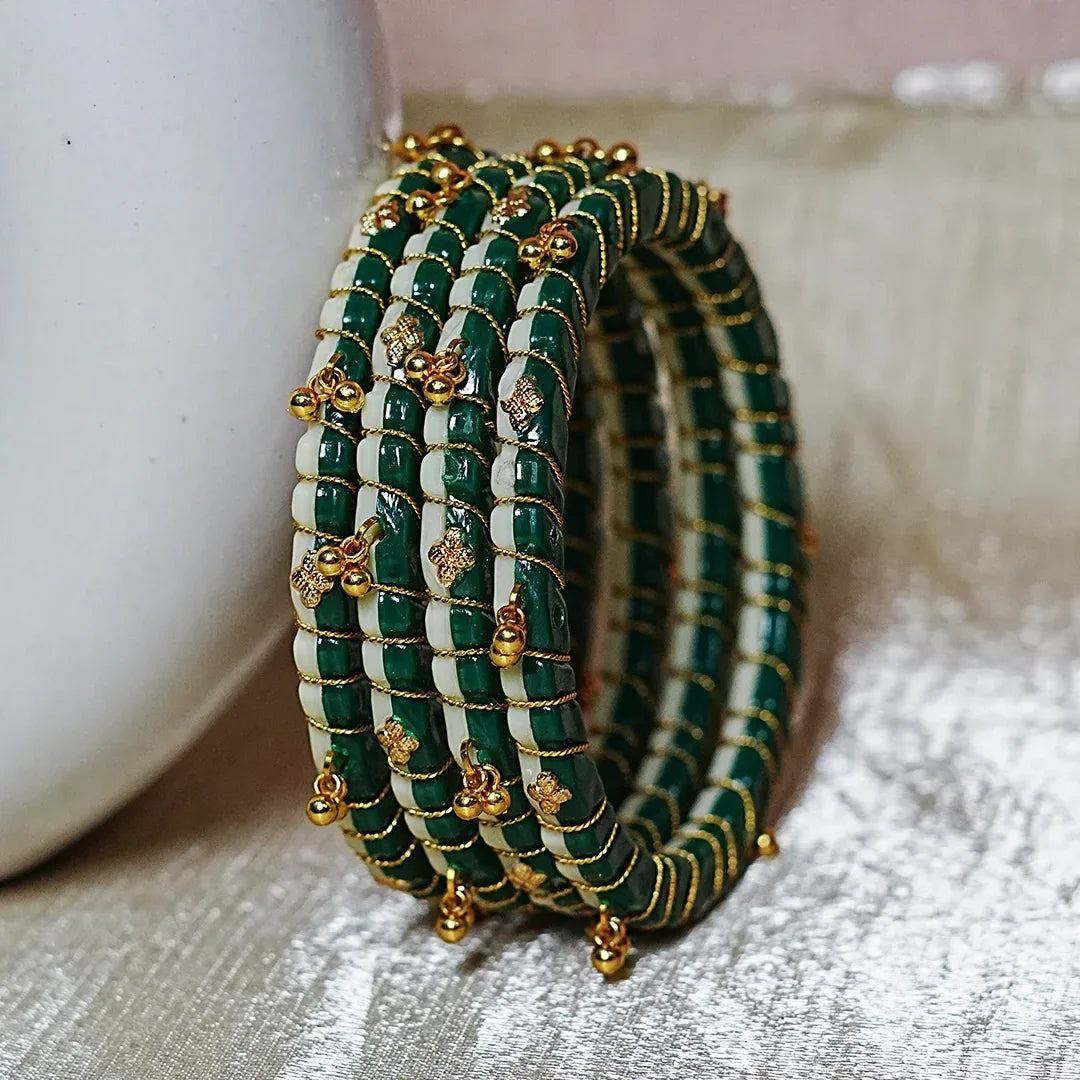 Lightweight Ghungroo Style Acrylic Kada for Women (Pack of 4) - The Golden Cascade